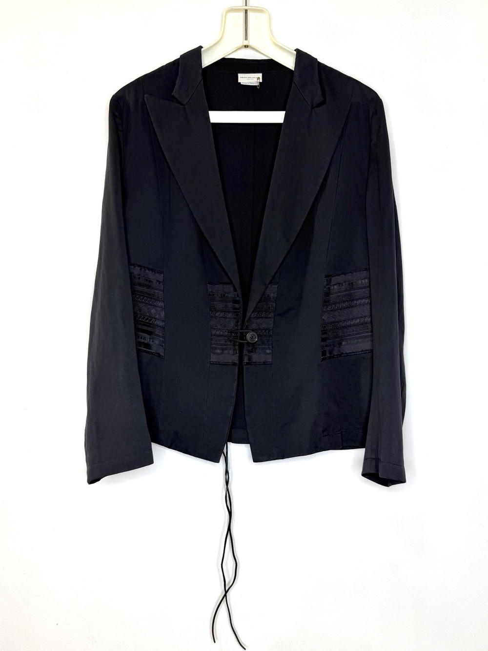 Vintage Dries Van Noten Jacquard Trim Cord Loop Blazer Jacket Womens 44 Large XL